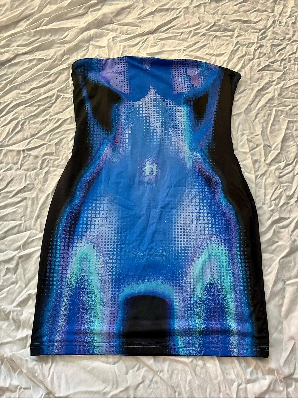 White Fox Life On Mars Mini Dress Blue & Black Large